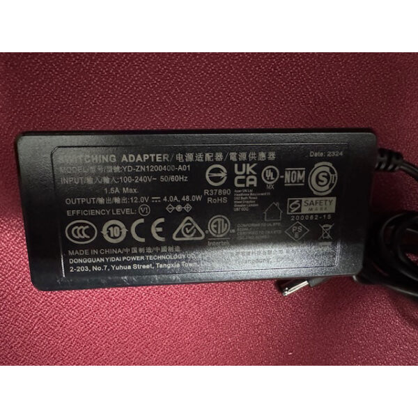 Cargador Monitor YD-ZN1200400-A01 12V 4.0A 48W - Imagen 2