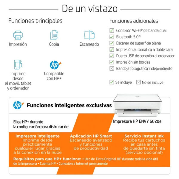 Impresora multifunción HP Envy 6020e Multifunción Color WiFi Dúplex Fax Usada * - Imagen 6