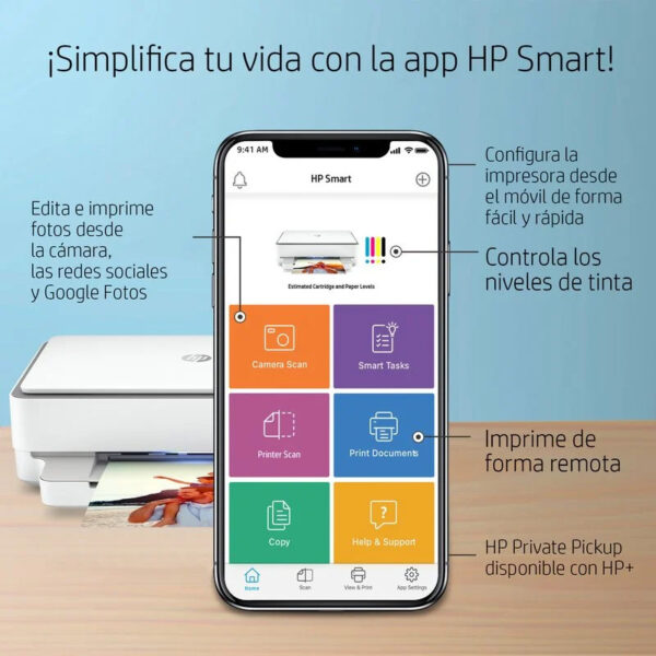 Impresora multifunción HP Envy 6020e Multifunción Color WiFi Dúplex Fax Usada * - Imagen 7