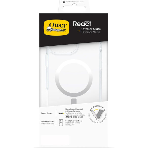 OtterBox React Funda MagSafe+Protector Trusted Glass Apple iPhone 16 Pro Max transparente - Imagen 3