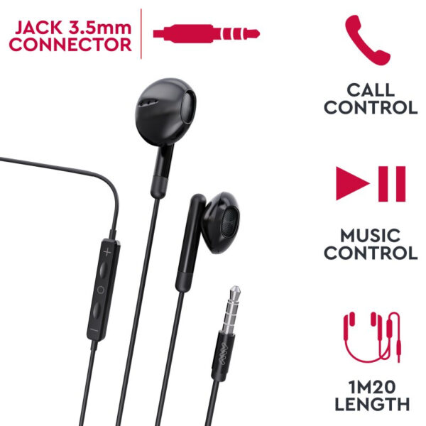 Auriculares Myway MWHPH0019 Estéreo Conexión 3.5mm con Micrófono Negro - Imagen 2