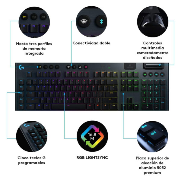 Teclado Mecánico Logitech G915 TKL LightSpeed RGB BT *Emb.dañado, en Portugués* - Imagen 7