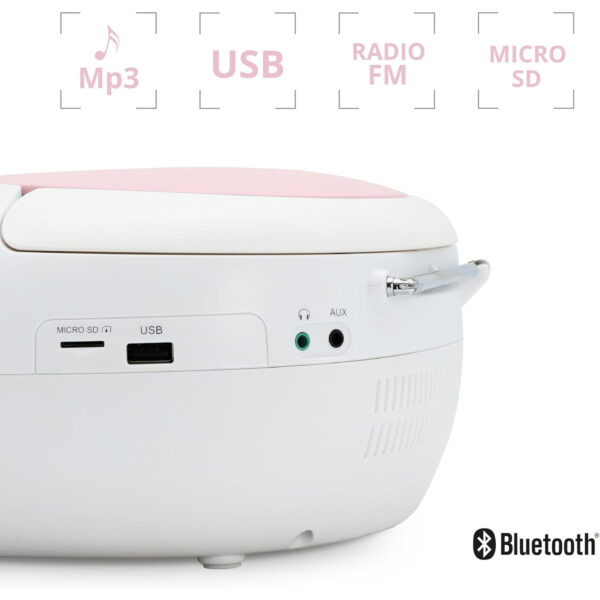 Radio Metronic Mooov 477185 Radio FM/USB/microSD/CD con Bluetooth Rosa Usado * - Imagen 6