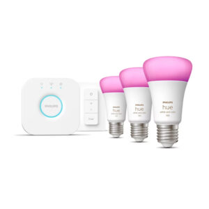 Kit de inicio Philips HUE 3 bombillas inteligentes E27 + regulador + interruptor
