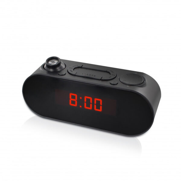 Radio reloj Metronic FM con proyección de alarma dual - Negro Usada - Imagen 2
