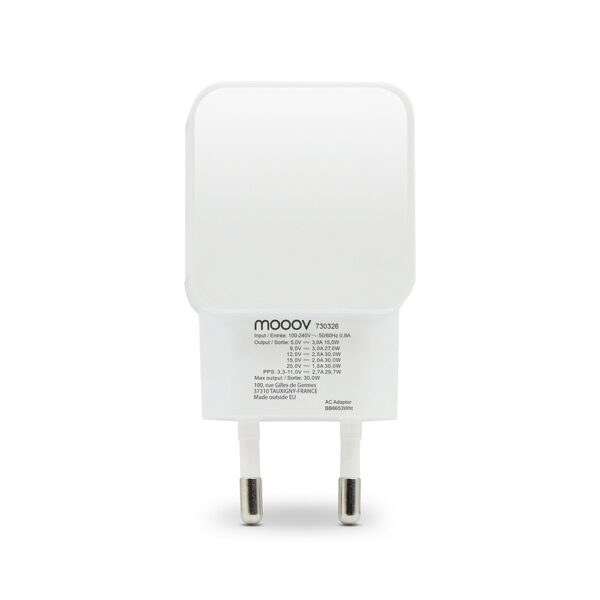 Cargador de Pared Mooov USB-C de 30 W con suministro de energía Blanco - Imagen 2