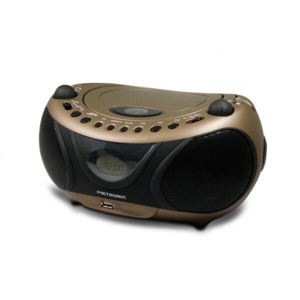 Radio Metronic 477106 Lector CD MP3 con USB /FM Negro/Cobre Usado *Falla Radio*