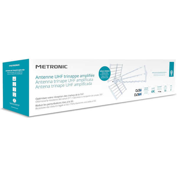 Antena exterior Metronic 415050 triple amplificada 55 db blanca - Imagen 3