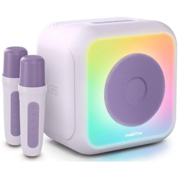 Altavoz BigBen PARTYBTKML Bluetooth LED con 2 Micrófonos Karaoke Lila