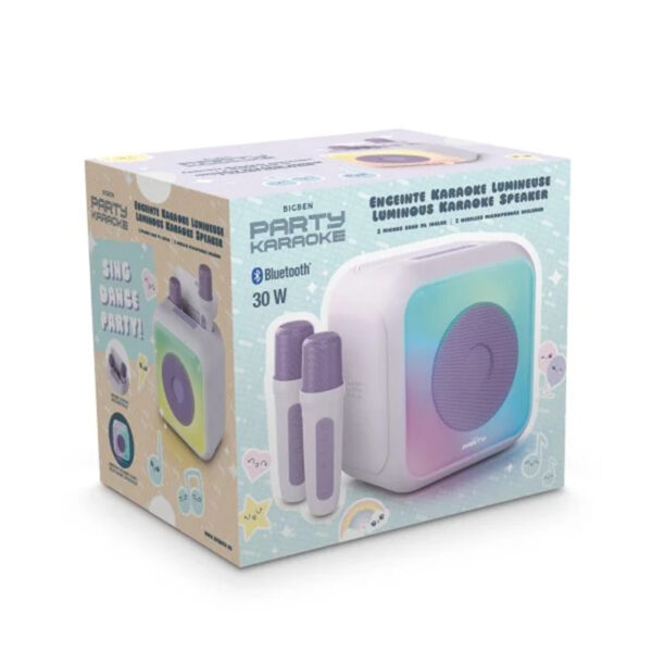 Altavoz BigBen PARTYBTKML Bluetooth LED con 2 Micrófonos Karaoke Lila - Imagen 6