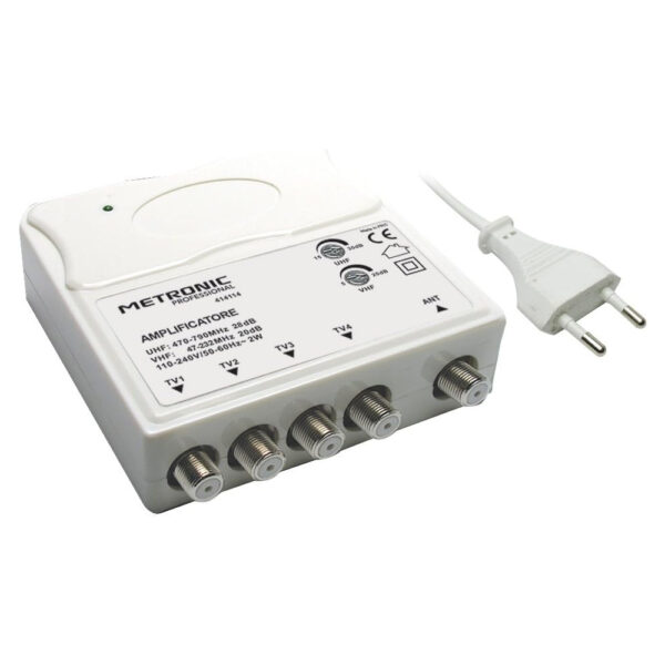 Amplificador interior TV VHF/UHF para TDT con Filtro LTE Metronic 414114 blanco