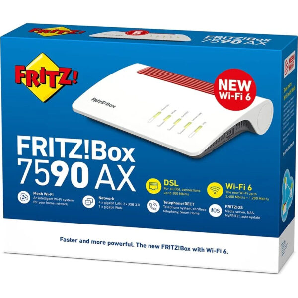 Router inalámbrico AVM Fritz! Box 7590 AX WiFi Mesh Dual Band 2400 Mbps Usado - Imagen 4