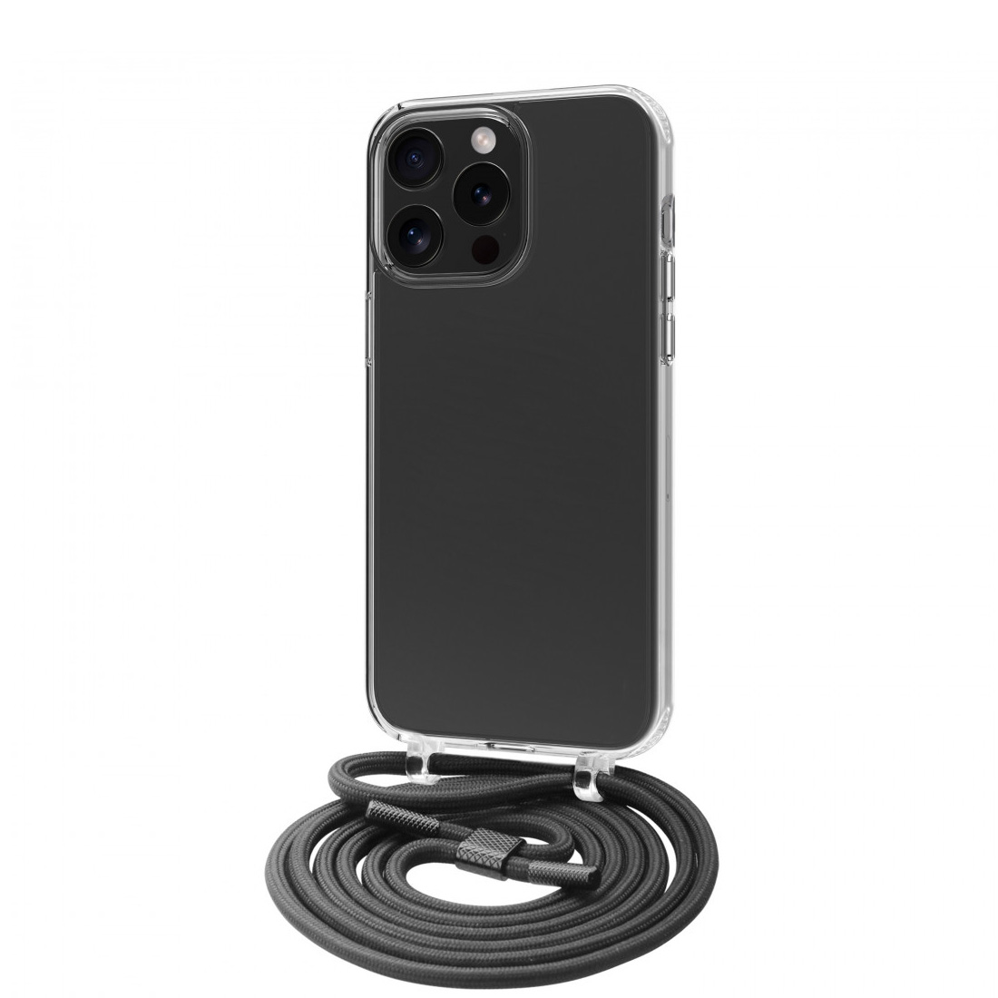 Funda Muvit recycletek para Apple iPhone 15 Pro transparente con colgante negro