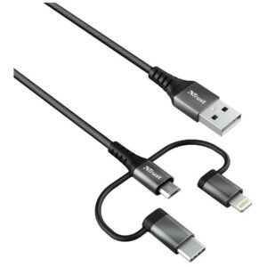 Cable Trust Keyla 3 en 1 USB-C, Lightning y Micro-USB a USB Negro 1 m
