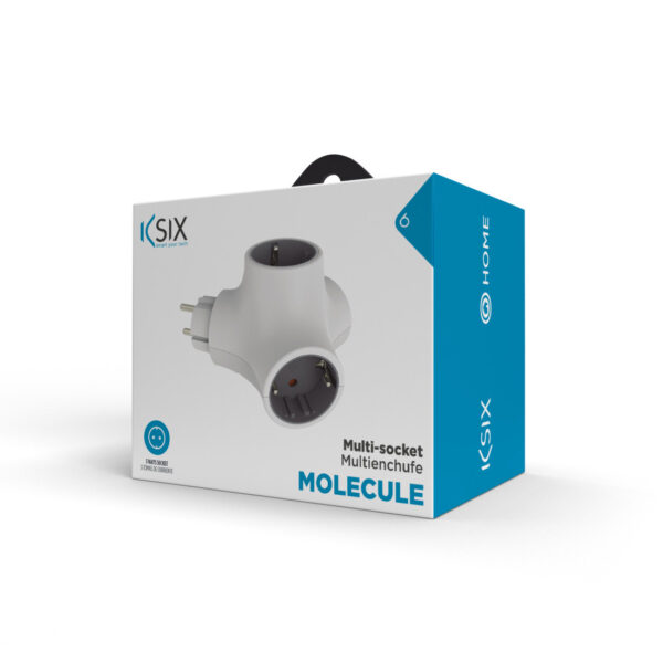 Enchufe modular combinable Molecule KSIX 3 tomas de corriente seguridad gris - Imagen 2