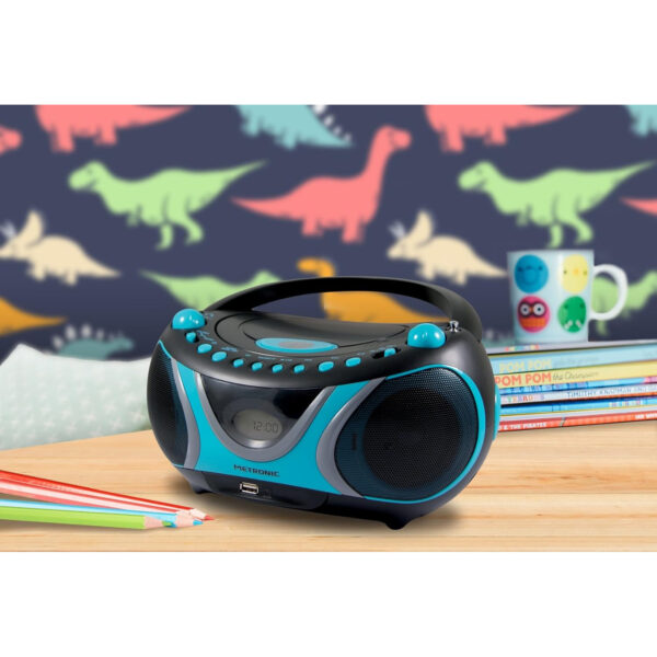 Radio Metronic 477118 Lector CD MP3 con USB/FM Azul/Negro Usado - Imagen 3