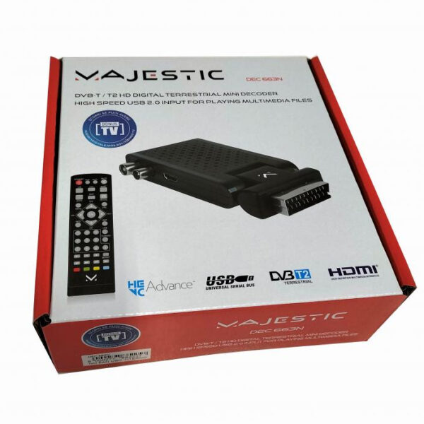 Mini Decodificador Majestic DEC 663N Digital Terrestre DVB-T/T2 HD SCART/HDMI - Imagen 4