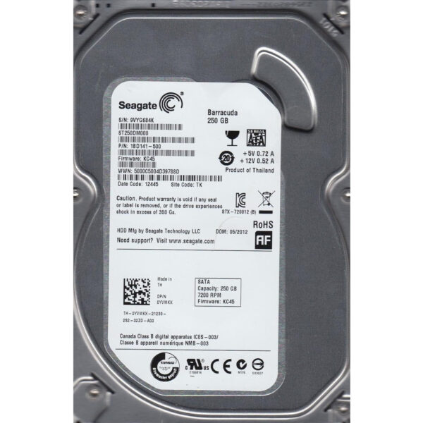Disco Duro Seagate BarraCuda 250GB 7.2K 16MB ST250DM000 3,5" Usado
