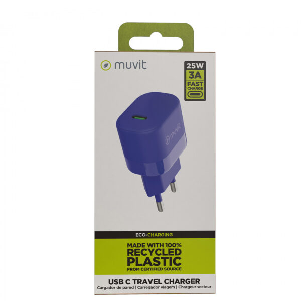 Cargador de Pared Muvit for Change Tipo C PD 25W Azul - Imagen 2