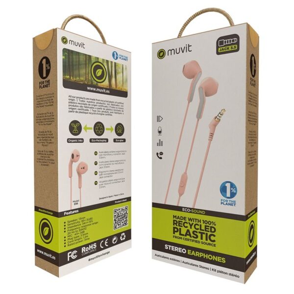 Auriculares estéreo Muvit for Change E56 3.5mm Rosa - Imagen 4
