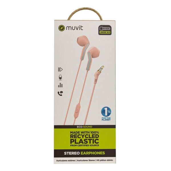 Auriculares estéreo Muvit for Change E56 3.5mm Rosa - Imagen 5