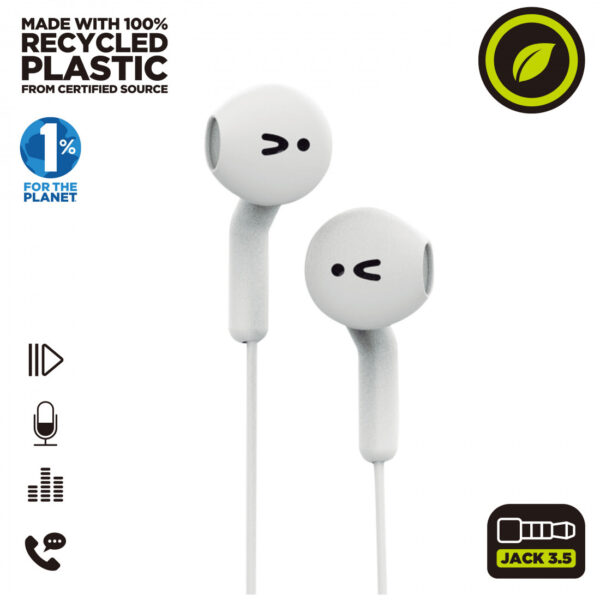 Auriculares estéreo Muvit for Change E56 3.5mm Blanco - Imagen 3