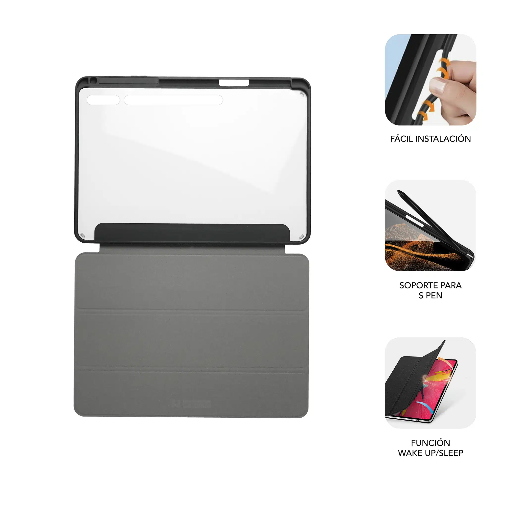 Funda Subblim Clear Shock Case Negra para Samsung Galaxy Tab S9+/S9 FE+ 12,4" - Imagen 2