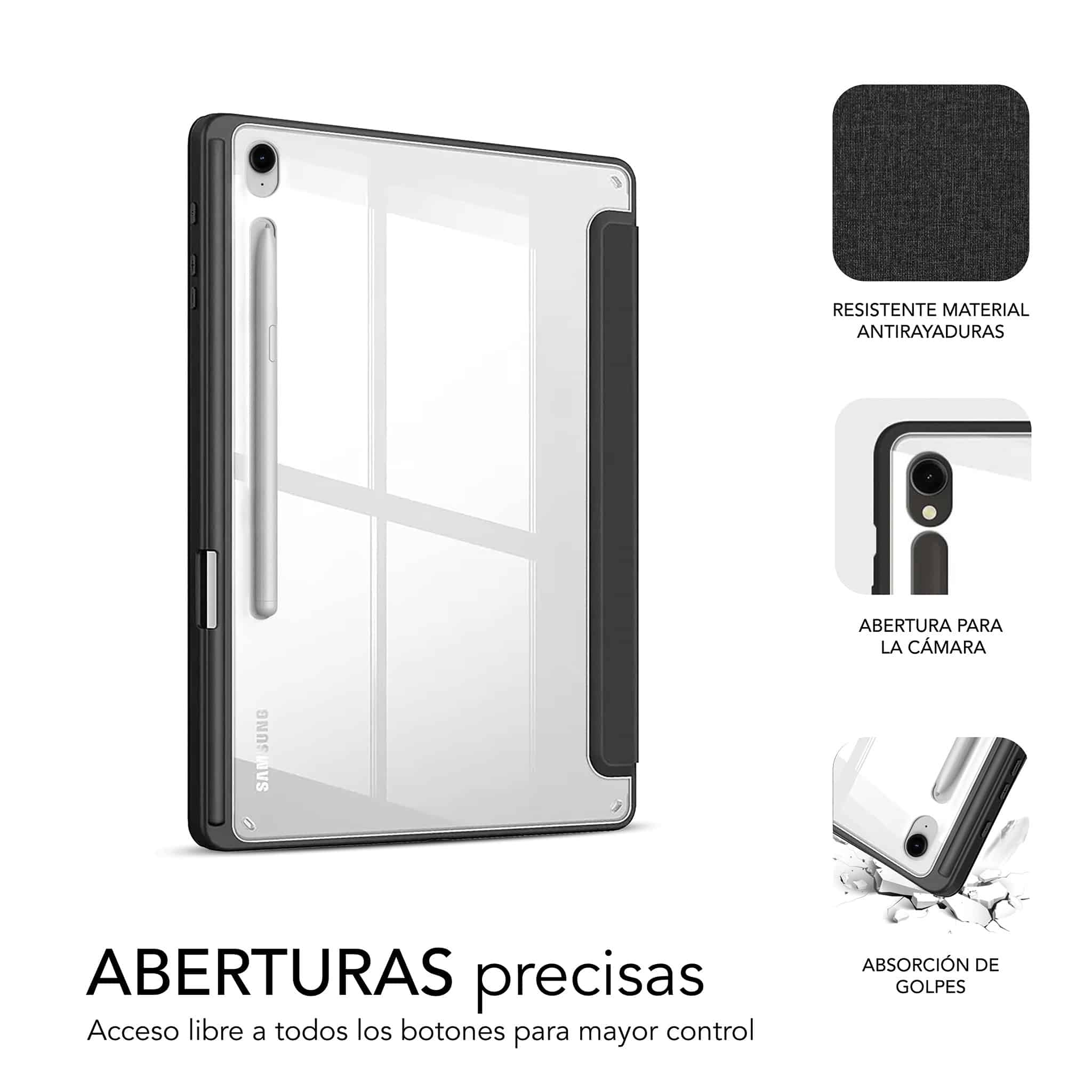 Funda Subblim Clear Shock Case Negra para Samsung Galaxy Tab S9/S9 FE 10,9" - Imagen 3