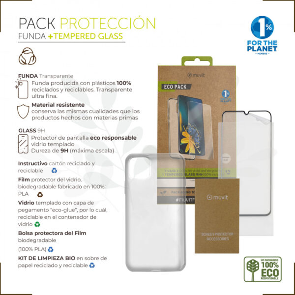 Pack Muvit for Change Oppo A98 funda+protector pantalla vidrio templado plano - Imagen 4