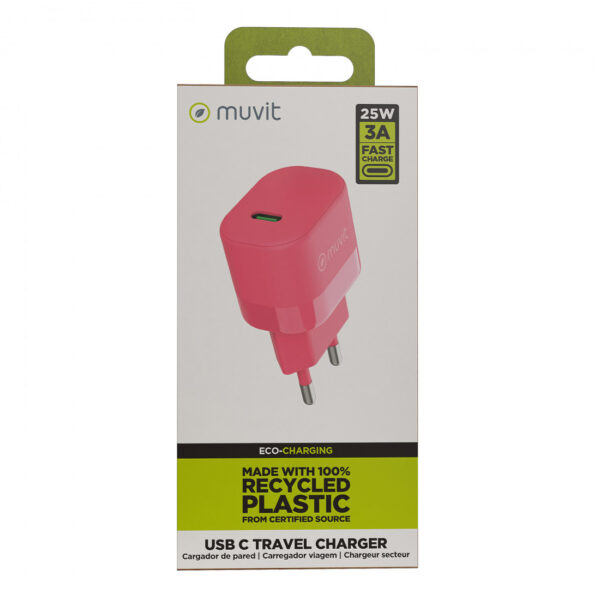 Cargador de Pared Muvit for Change Tipo C PD 25W Magenta - Imagen 4