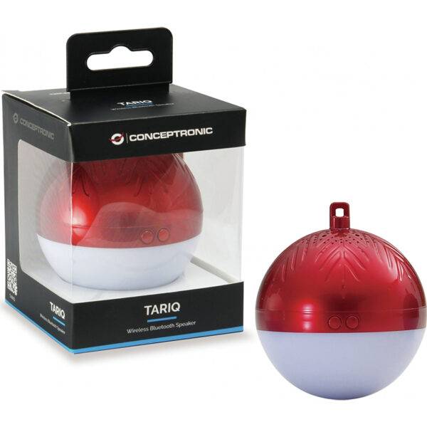 Altavoz portátil Conceptronic Bluetooth Tariq Bola De Navidad Con Luz LED roja - Imagen 3