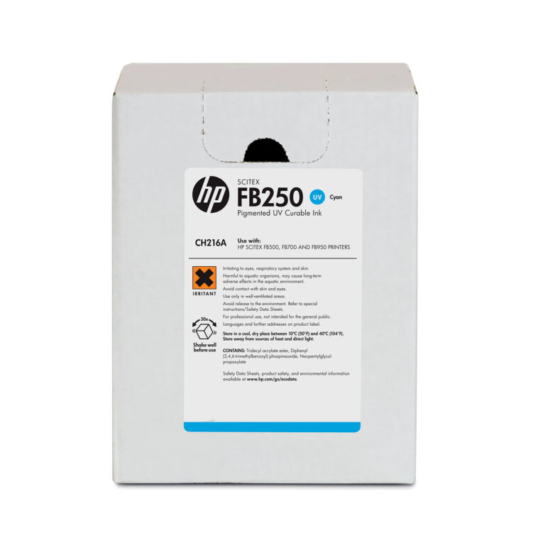 Tinta HP Scitex FB250 de 3 litros cian CH216A **Sin embalaje original**