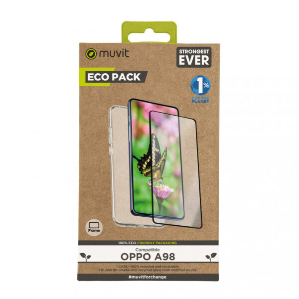 Pack Muvit for Change Oppo A98 funda+protector pantalla vidrio templado plano - Imagen 2
