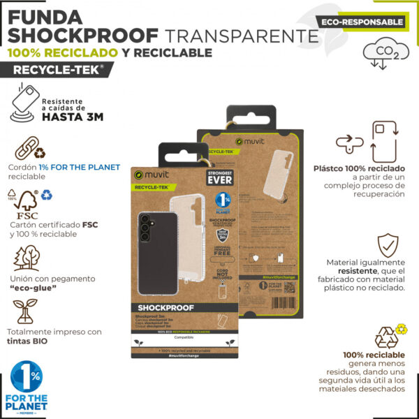 Funda Muvit for Change Shockproof 3m para Samsung Galaxy S24 Ultra transparente - Imagen 5