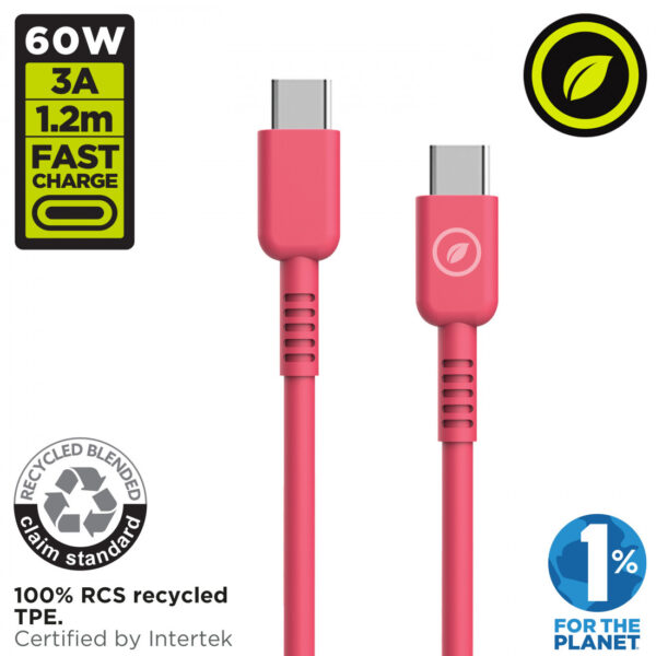 Cable Muvit for Change Tipo C a Tipo C 3A/60W 1.2m magenta - Imagen 2
