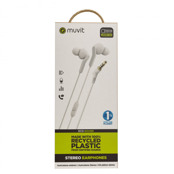 Auriculares estéreo Muvit for Change E57 3.5mm Blanco - Imagen 6