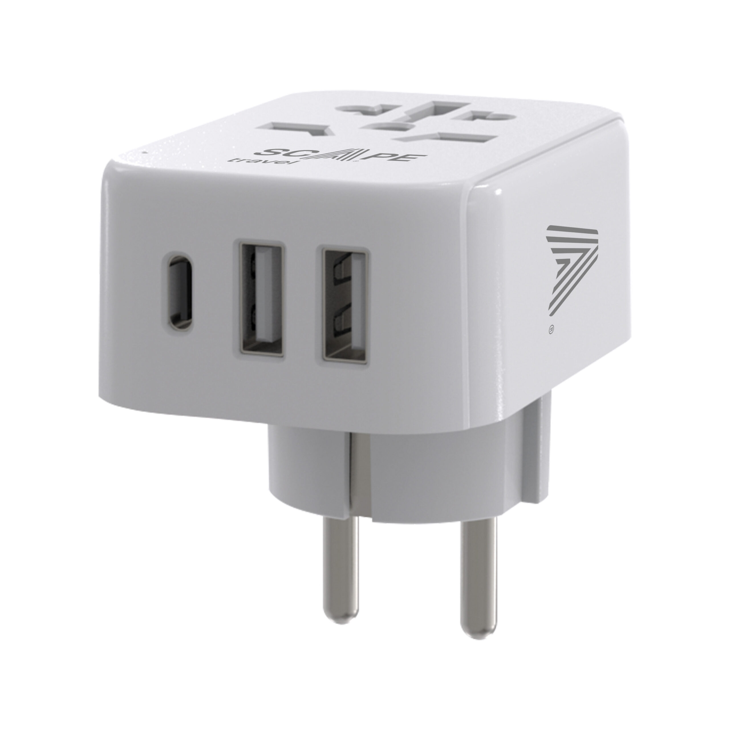 Scape Travel Adaptador de viaje Internacional a Schuko con 1 USB-C + 2 USB-A 15W - Imagen 3