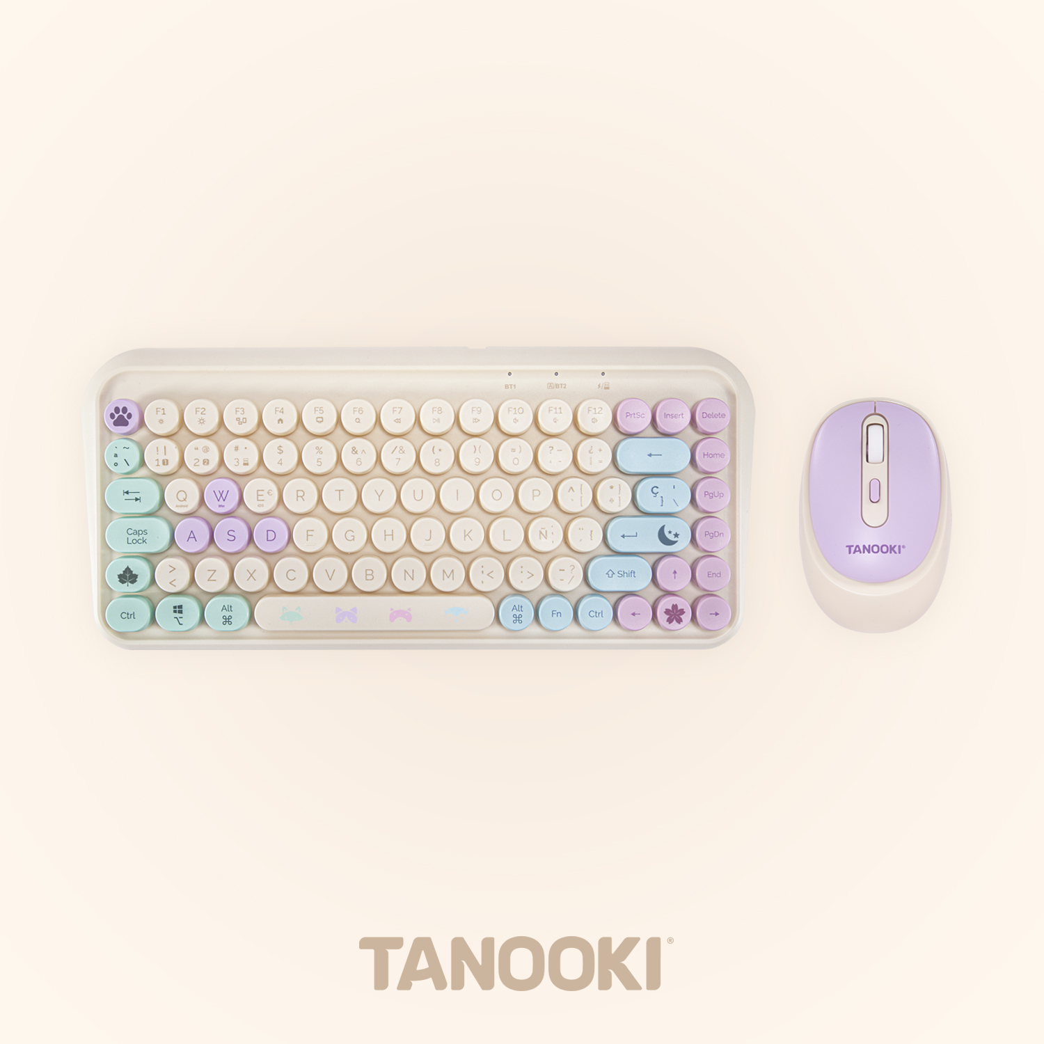 Set de Teclado y Ratón Inalámbrico BLADE TANOOKI Estilo Cute y Minimalista - Imagen 2