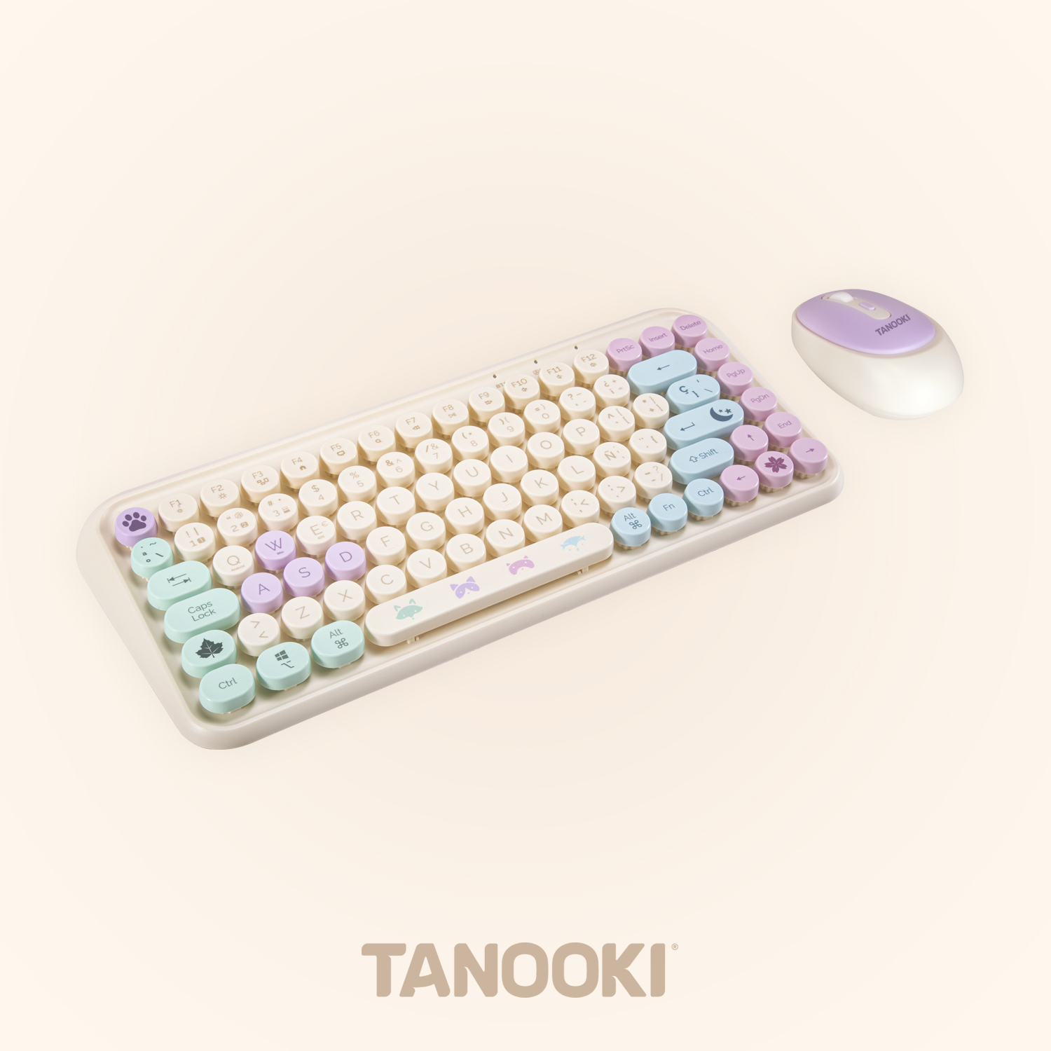 Set de Teclado y Ratón Inalámbrico BLADE TANOOKI Estilo Cute y Minimalista - Imagen 3