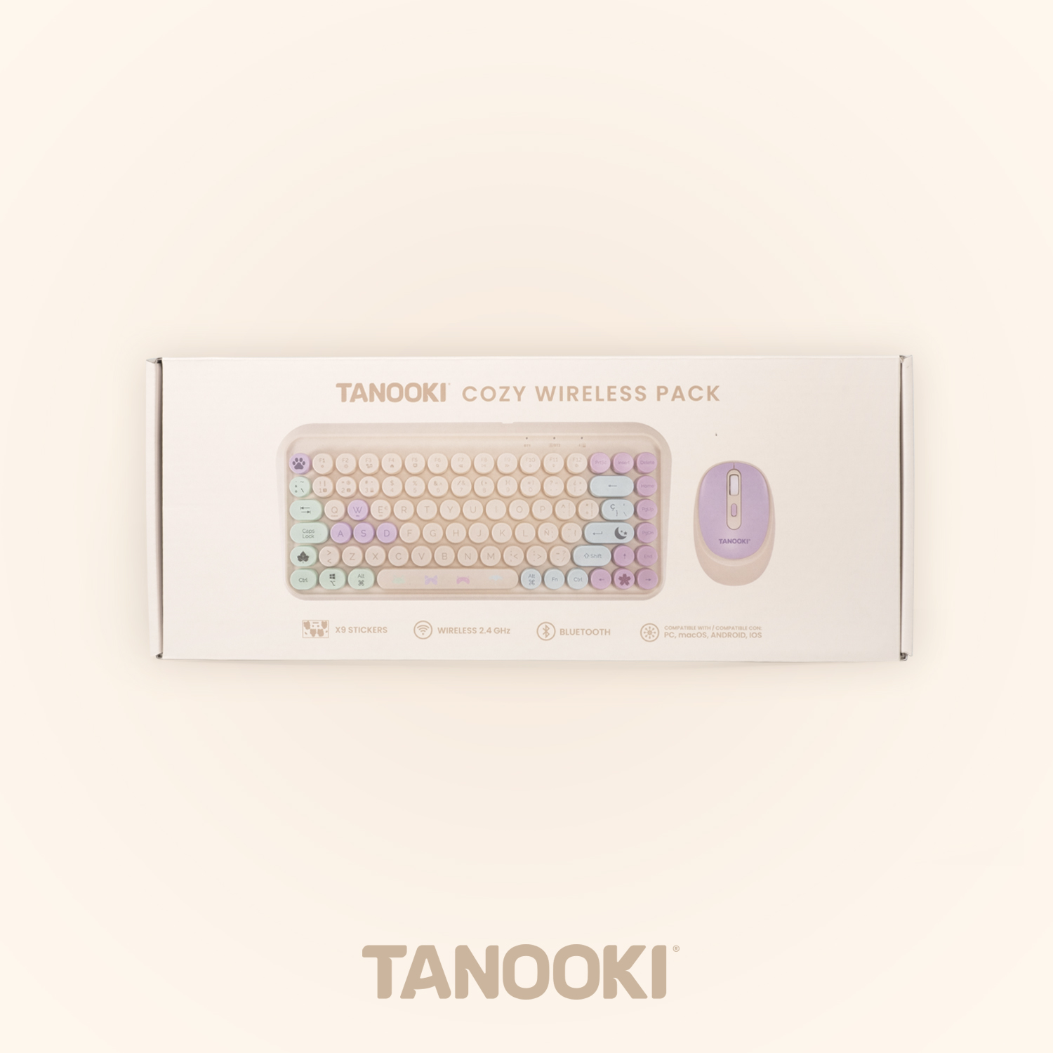Set de Teclado y Ratón Inalámbrico BLADE TANOOKI Estilo Cute y Minimalista - Imagen 4