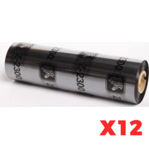 Cinta cebra Zebra 2300 110 mm x 74 m color negro **Caja de 12 rollos**