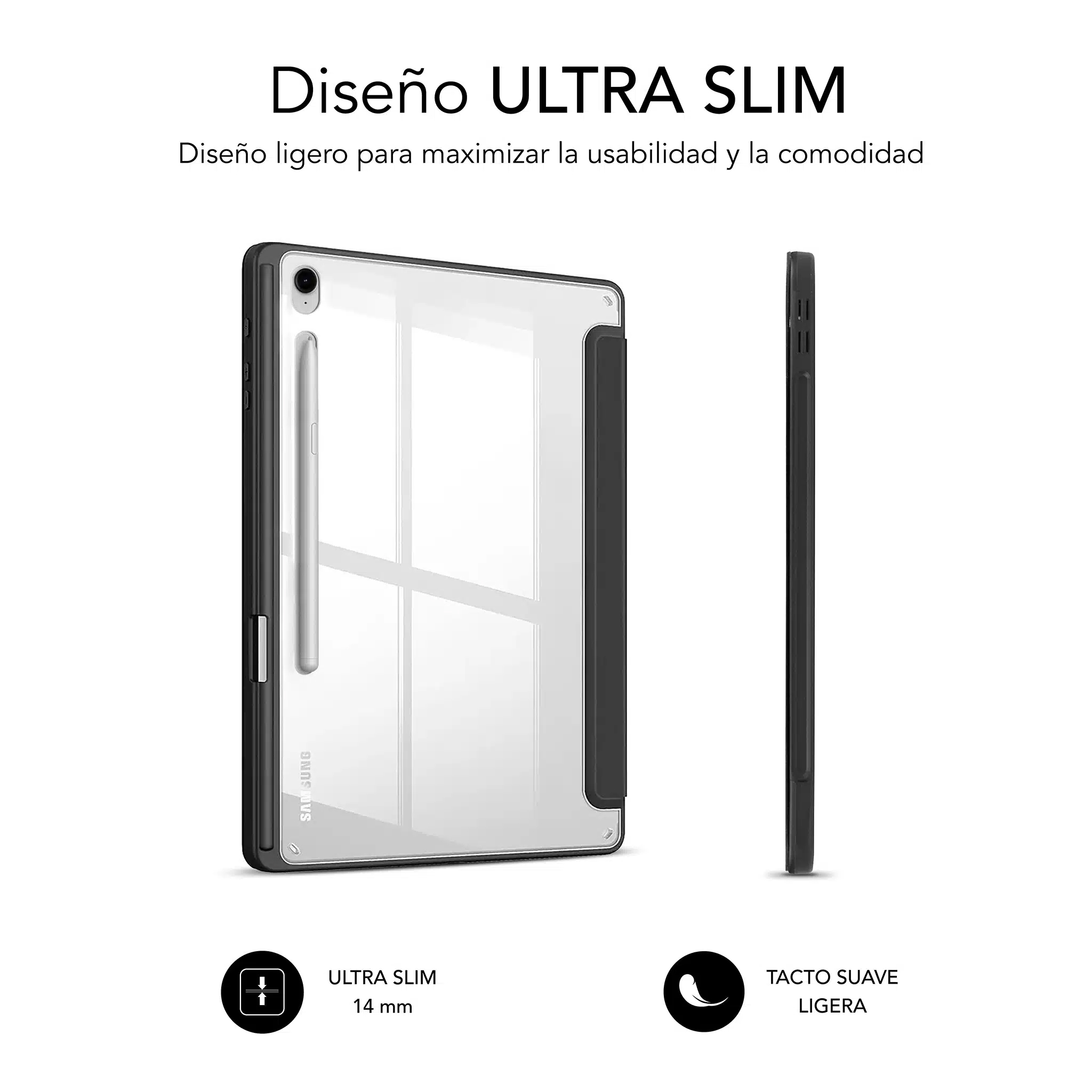 Funda Subblim Clear Shock Case Negra para Samsung Galaxy Tab S9/S9 FE 10,9" - Imagen 2