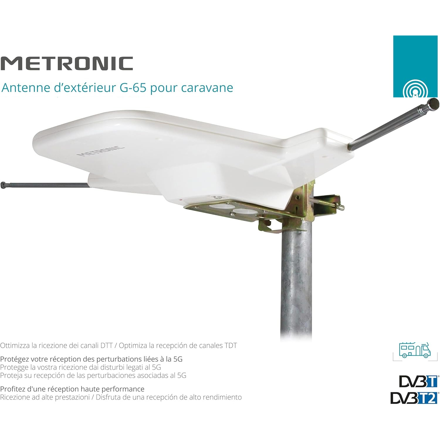 Antena exterior para Caravana y Camping Metronic G65 427018 Compatible 5G Blanca - Imagen 4