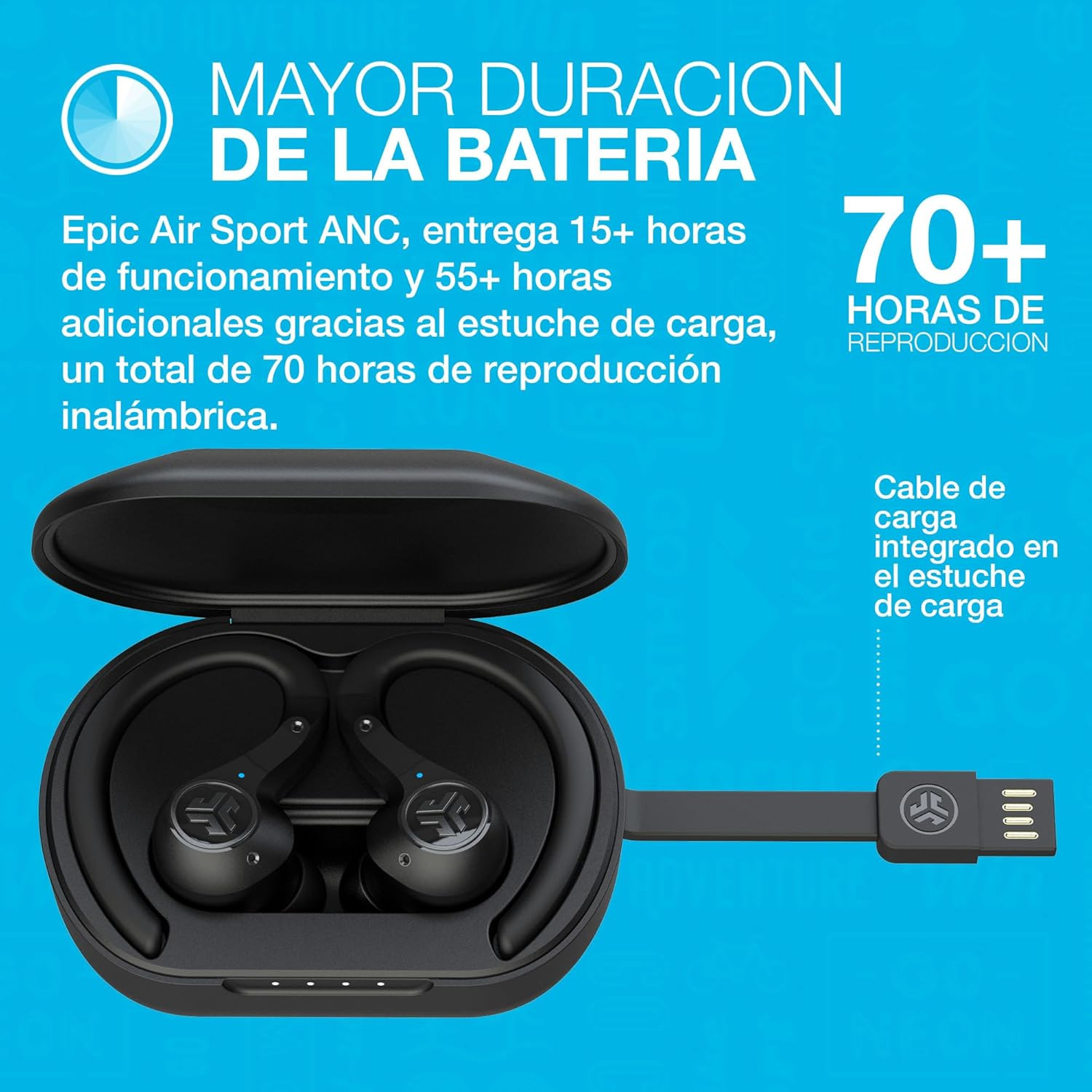 Auriculares JLAB Epic Air Sport inalámbricos Bluetooth con cancelación de ruido - Imagen 2