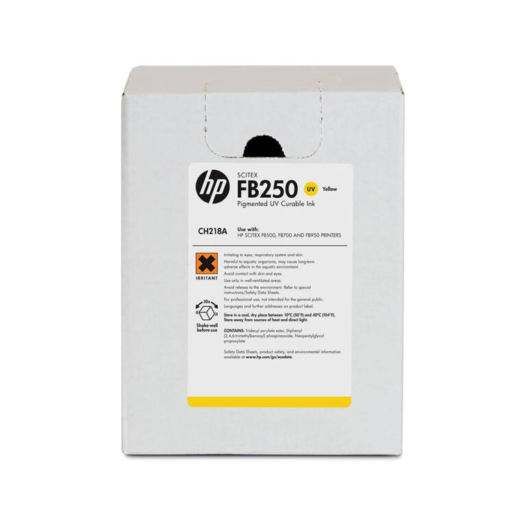 Tinta HP Scitex FB250 de 3 litros amarillo CH218A **Sin embalaje original**