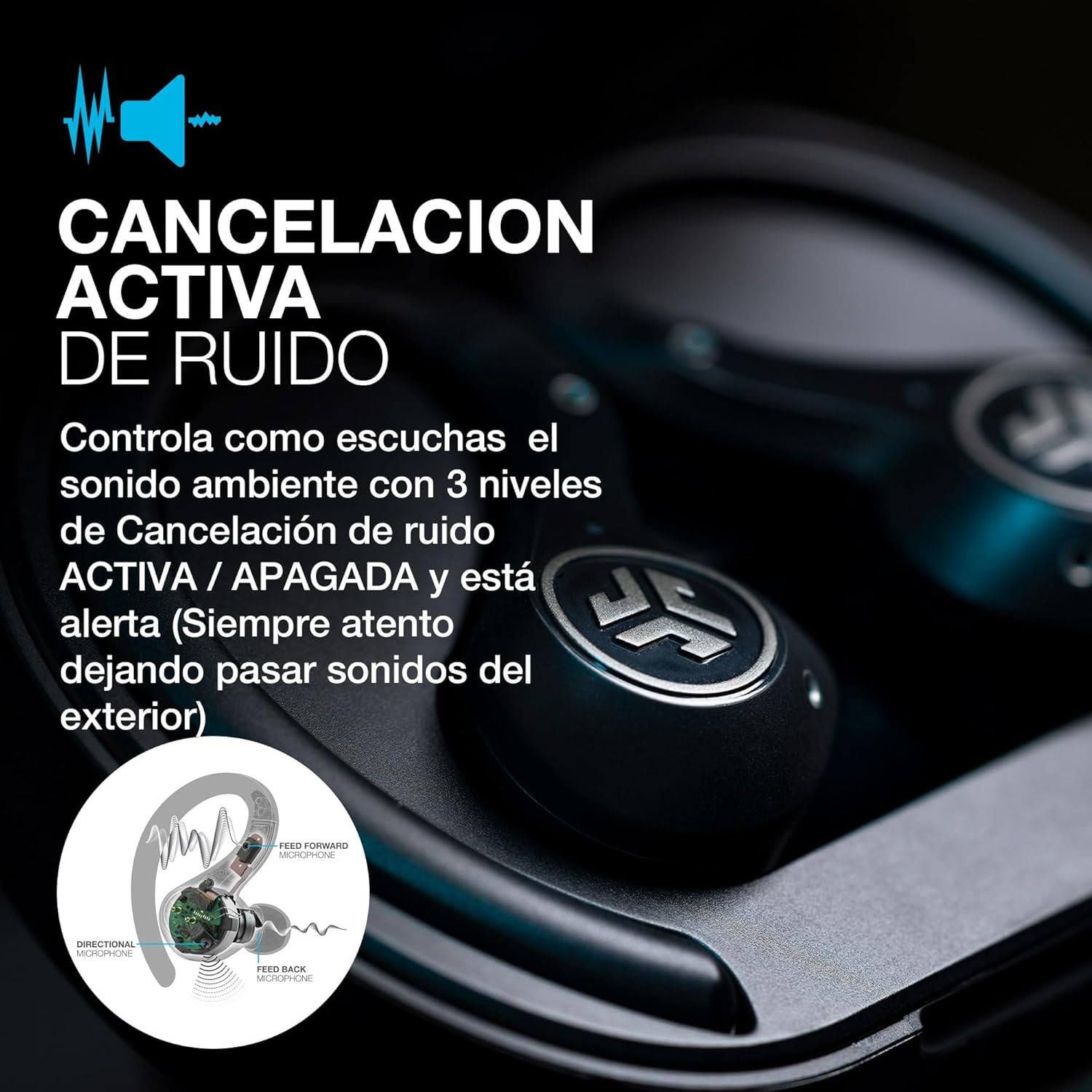 Auriculares JLAB Epic Air Sport inalámbricos Bluetooth con cancelación de ruido - Imagen 3