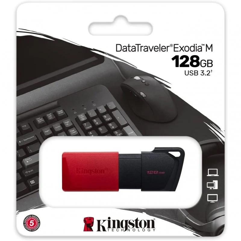 PenDrive Kingston DataTraveler Exodia M Flash USB 128GB USB 3.2 Negro/Rojo - Imagen 3