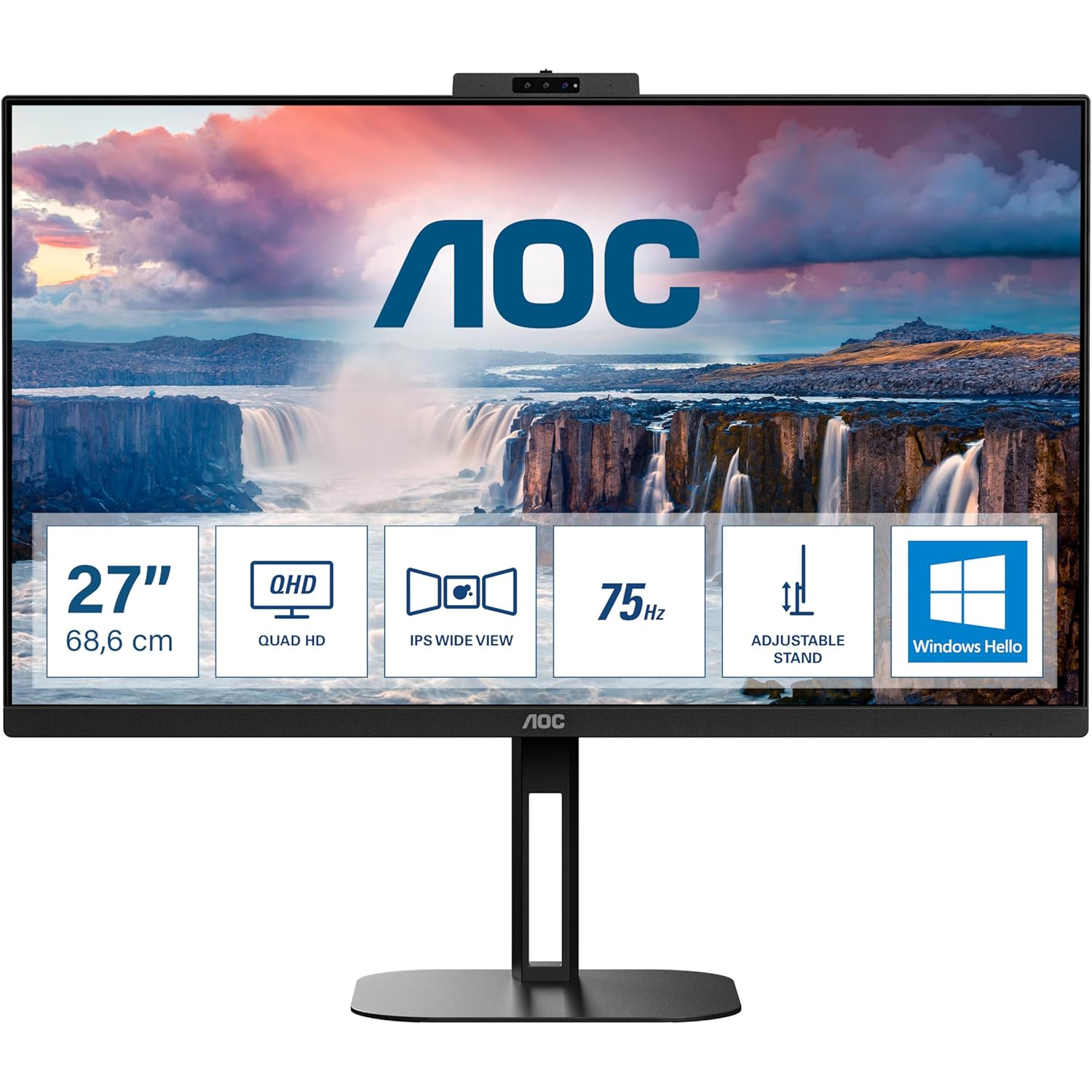 Monitor AOC V5 Q27V5CW 27" 2560 x 1440 pixeles QHD 1 ms 75 Hz Negro - Imagen 2