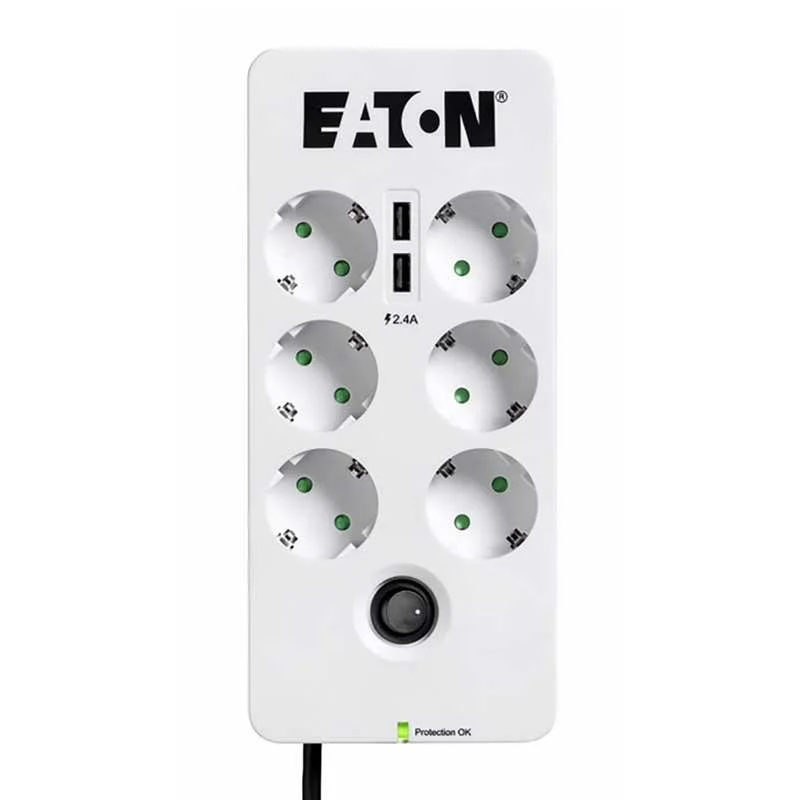 Regleta Eaton PB6UD 6 Tomas con Protección y 2 USB Usado *Sin embalaje original* - Imagen 2