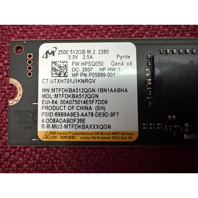 Unidad de estado solido SSD Micron 512GB 2500 M.2 NVMe 2280mm PCIe Gen4x4 - Imagen 2